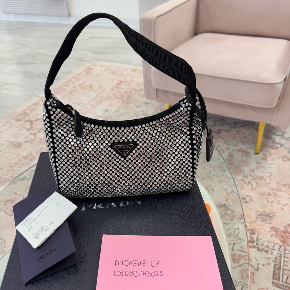 Prada Satin Crystal Mini Re-Edition 2000 Bag